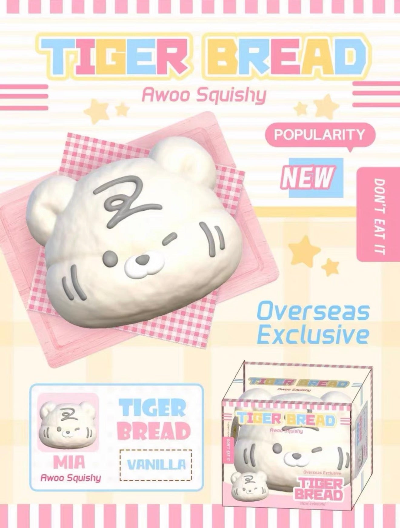 Awoo Tiger Bread Squishy Toy, Slow Rebound Simulation Bread Fidget Toy for Collection & Gift